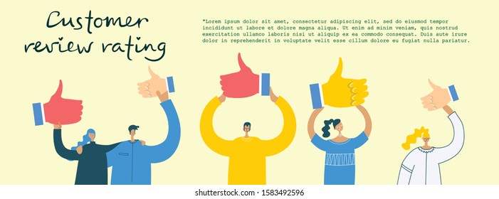 Vector concept of Customer review rating. People give review rating and feedback in the flat style