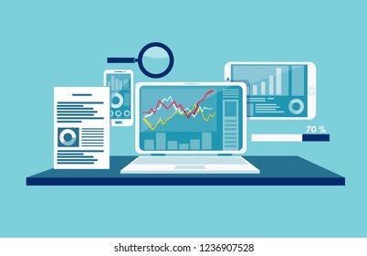 Vector concept for data monitoring, web traffic analytics. 
