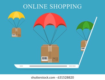 Vector concept of delivery, mobile marketing and online shopping