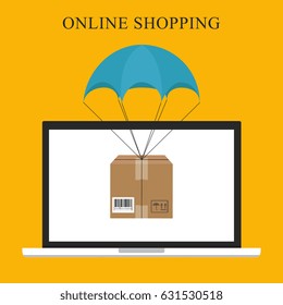Vector concept of delivery, mobile marketing and online shopping