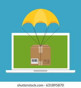 Vector concept of delivery, mobile marketing and online shopping