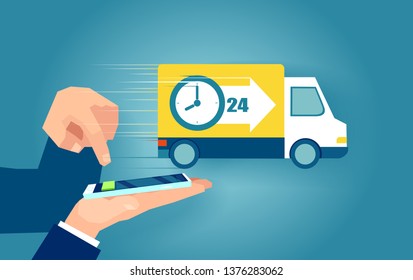 Vector concept delivery service via modern app technology