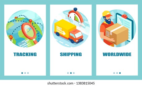 Vector concept of delivery service worldwide and tracking system 