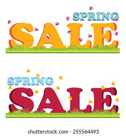 Vector concept design colorful banner spring sale on white background