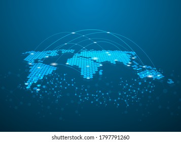 Vector concept design Global connection with digital network icon technology background