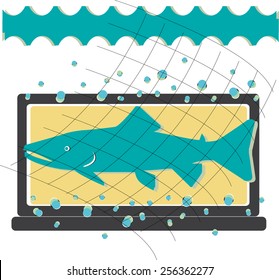 Vector concept design icon buisness fish service or trade marketing