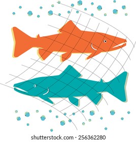 Vector concept design icon buisness fish service or trade marketing