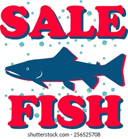 Vector concept design sale fish for banner, sticker and shopping