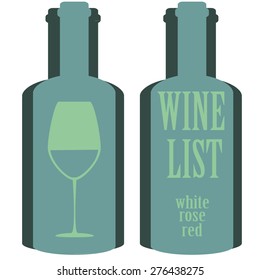 vector concept design wine list with text on bottle in different contrast colors