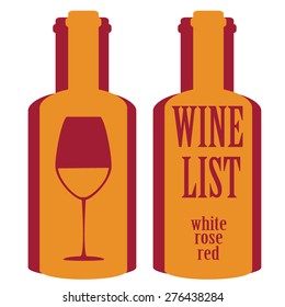 vector concept design wine list with text on bottle in different contrast colors