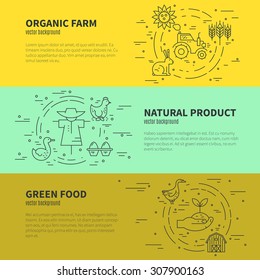 Vector concept with different agricultural symbols. Banner design for farming company or agricultural industry.Eco products series.
