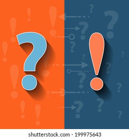 Vector Concept of doubt and certainty in flat design