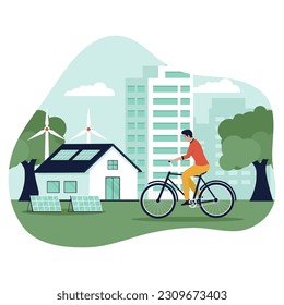 Vector concept of eco city. Illustration for website, landing page, mobile app, poster and banner. Trendy flat vector illustration