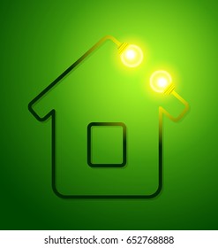 Vector concept eco friendly house with light bulbs