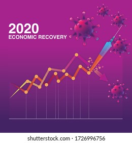 Vector Concept Economic Recovery After Epidemic Situation  Corona Virus.