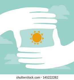 Vector concept - frame made by hands in flat style