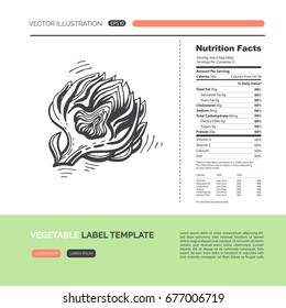 Vector concept of fresh healthy vegetable made in hand drawn style. Healthy lifestyle, nutrition facts label design elements. Simple material design of web graphics.