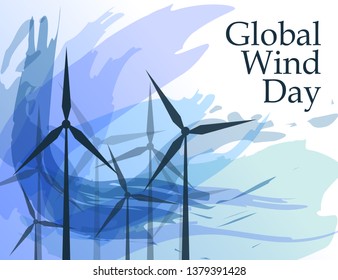 vector concept of global wind day illustration. ecological holiday.