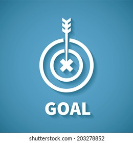 Vector concept of goal or target achievement with dart arrow