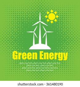 vector concept of green energy with and wind turbines