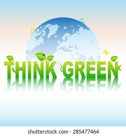 Vector concept green text. Background of the blue earth.
