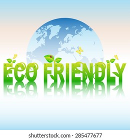 Vector concept green text. Background of the blue earth.