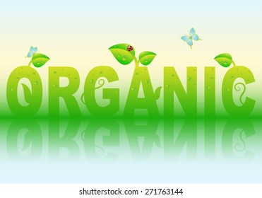 Vector concept green text Organic