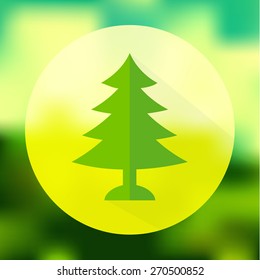 Vector concept of green tree, with blurred defocused background. Transparency, 10 EPS