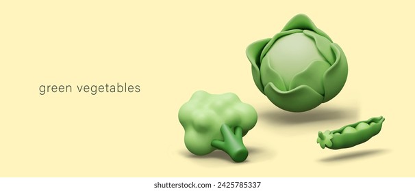 Vector concept of green vegetables. Leguminous and leaf crops