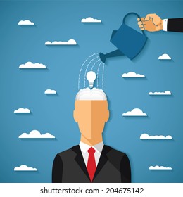 Vector concept of growing idea in human head