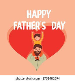 Vector concept of Happy Father Day. Vector illustration of a happy father and son. Vector for banners, posters and cards
