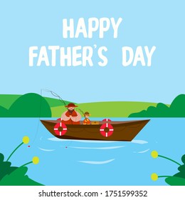 Vector concept of Happy Father Day. Vector illustration of a happy father and son. Vector for banners, posters and cards
