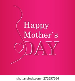vector concept Happy Mother's Day text with pregnancy silhouette in purple and white colors