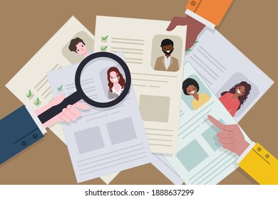 Vector concept for human resource management. Choosing the right person for the job. Hiring job concept.