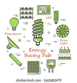 Vector concept of hydroponic and growth led light - energy saving bulb