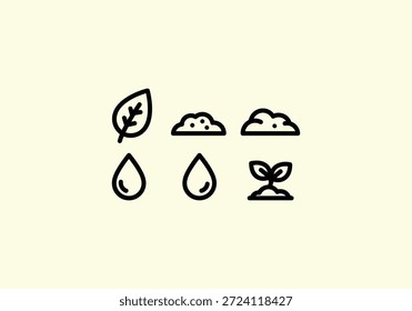 Vector Concept Icons depicting the elements needed for plant growth and sustainability.