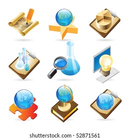 Vector concept icons for science. Illustrations for document, article or website.