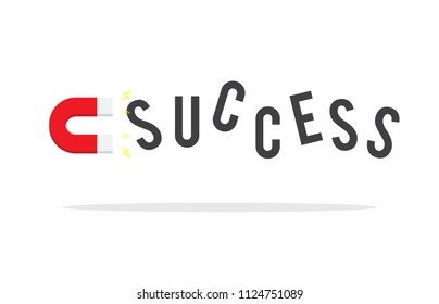 vector concept illustration abstract magnet attracting text success in white background