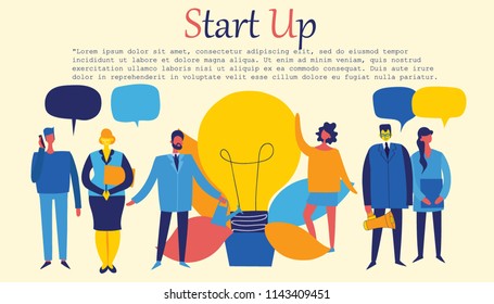 Vector concept illustration background of Start Up in flat style

