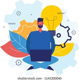 Vector concept illustration background of Start Up and Big Idea in flat style