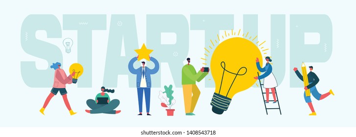 Vector concept illustration background of Start Up in flat style 