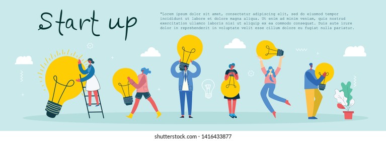 Vector concept illustration background of Start Up in flat style
