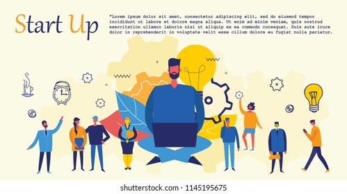 Vector concept illustration backgrounds of Start Up in flat style