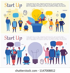 Vector concept illustration backgrounds of Start Up in flat style