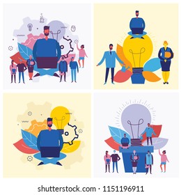 Vector concept illustration backgrounds of Start Up and Big Idea in flat style