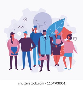 Vector concept illustration backgrounds of Start Up, Team Work and Big Idea in flat style