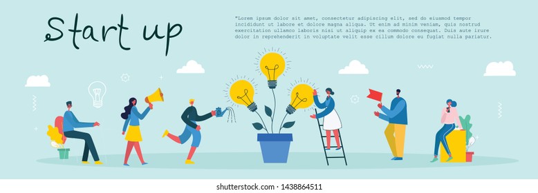 Vector concept illustration backgrounds of Start Up in flat style