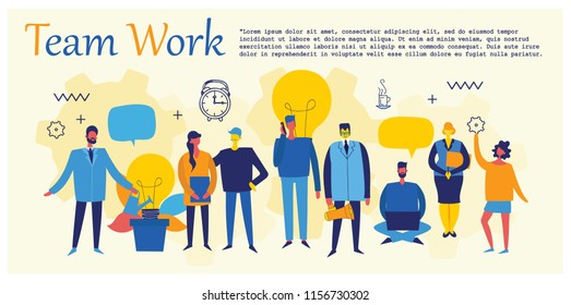 Vector Concept Illustration Backgrounds Team Work Stock Vector (Royalty ...