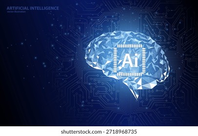 Ilustração de conceito vetorial de um chipset para cérebro no fundo de uma motherboard, um símbolo de tecnologias de inteligência artificial, aprendizagem de máquina, análise de dados e inovação.