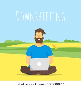 Vector concept illustration of downshifting. Outdoor leisure.